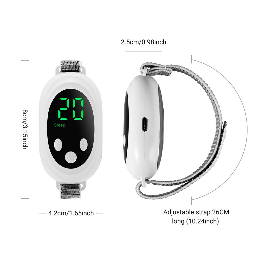 White Smart EMS Sleep Aid Device with Digital Display & 20 Intensity Levels - Wearable Dual Mode Physical Sleep Aid Instrument - Image 6
