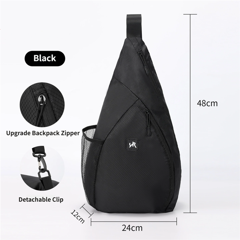 Black Pickleball & Racket Sports Sling Bag with Expandable High-Capacity Storage - Waterproof Oxford Tennis & Badminton Gear Crossbody Backpack - Image 1