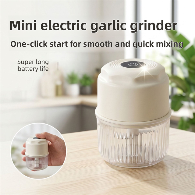 Green Cordless Electric Mini Food Chopper with 316 Stainless Steel Blades - Portable 300ml Garlic Crusher & Meat Grinder, One-Touch Operation - Image 2