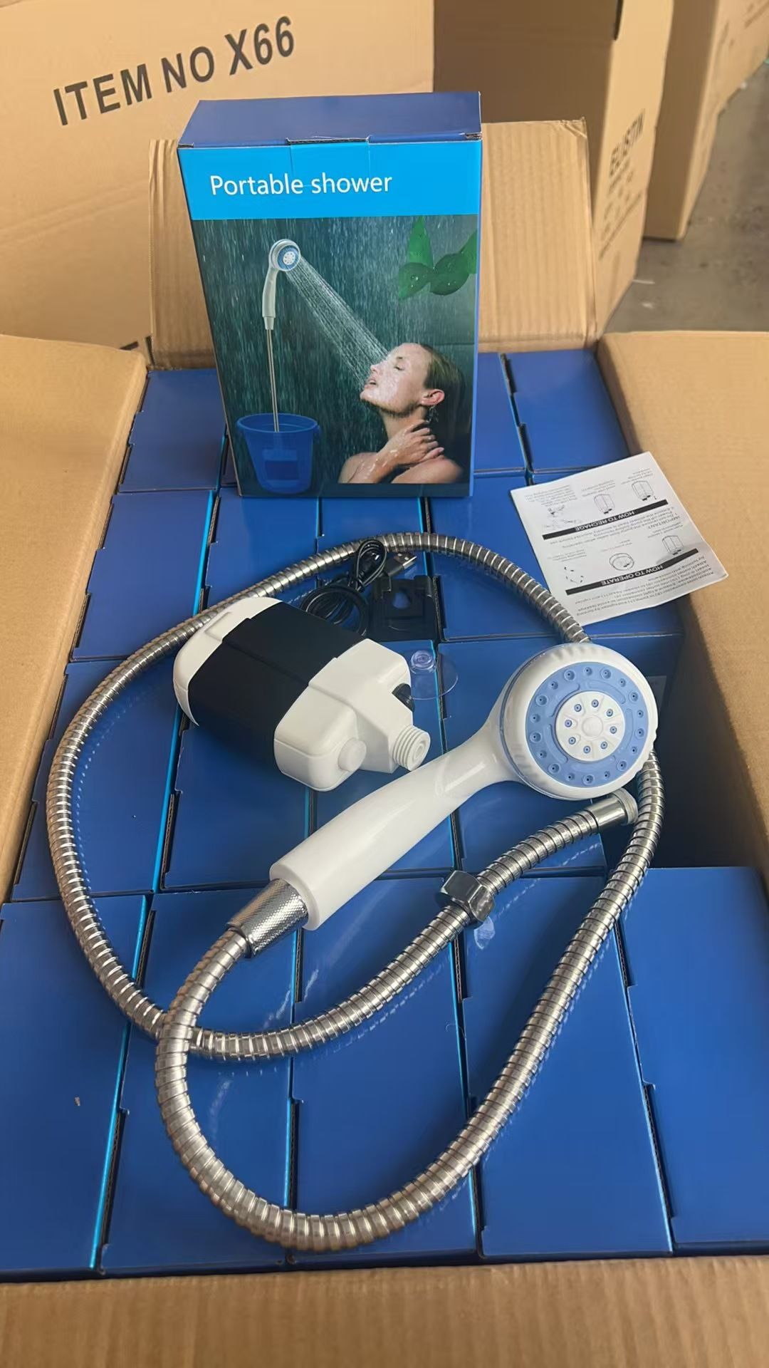 White Portable Outdoor Electric Shower Pump with 3-Mode Spray and 1.5m Flexible Hose - USB Rechargeable Handheld Shower Set for Camping, Hiking & Pet Washing - Image 5