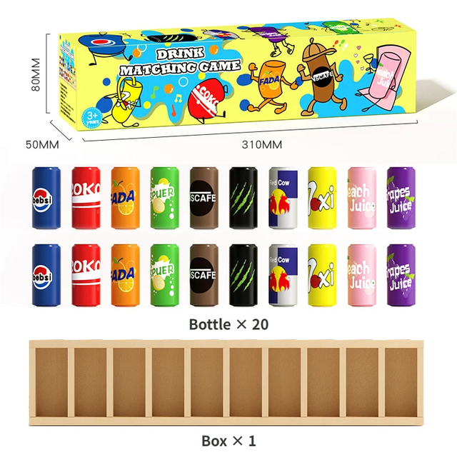 Interactive Beverage Matching Board Game with 20 Colorful Mini Bottles - Color Pairing Memory Challenge - Image 7