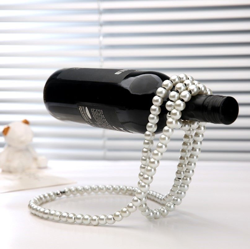 Black Luxury Pearl Floating Wine Rack - Creative Gravity-Defying Wine Bottle Holder, Minimalist Entryway Accent and Unique Gift Idea - Image 2