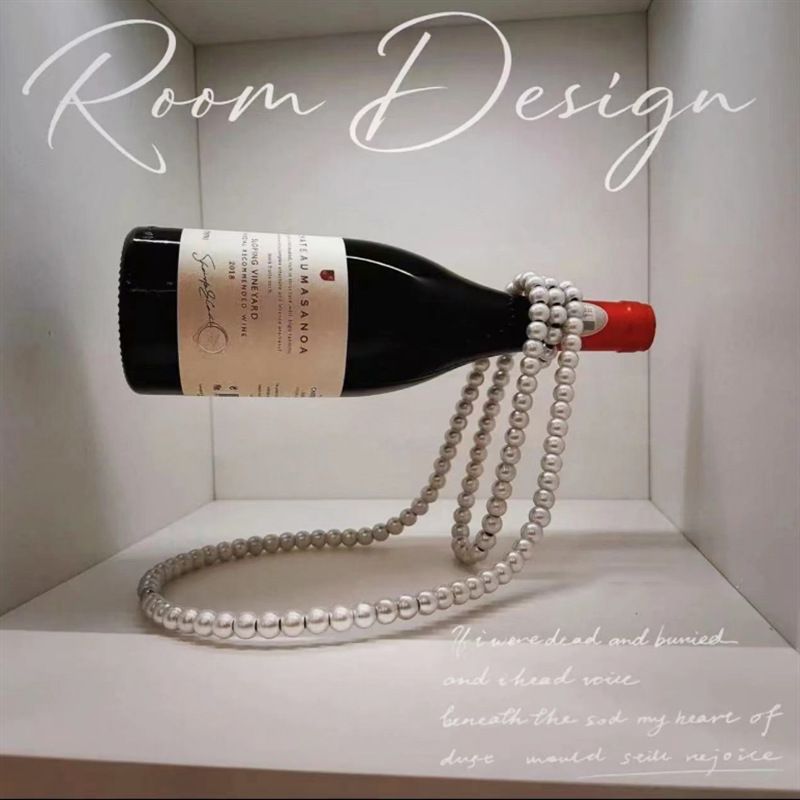 White Luxury Pearl Floating Wine Rack - Creative Gravity-Defying Wine Bottle Holder, Minimalist Entryway Accent and Unique Gift Idea - Image 2