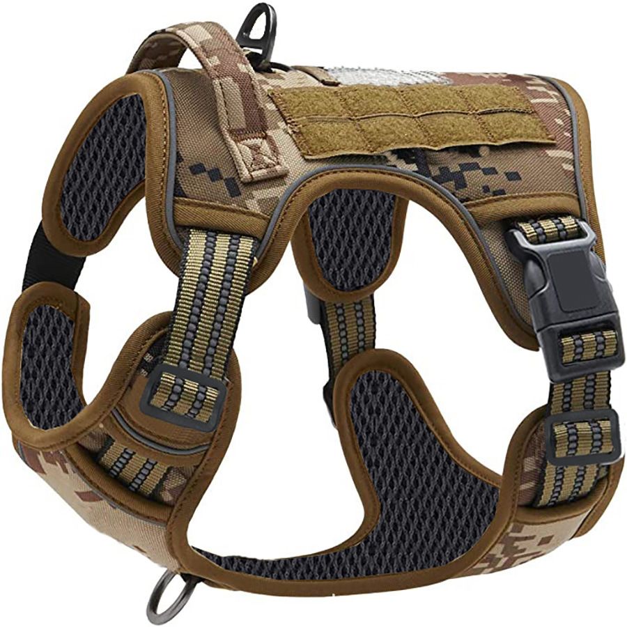Camouflage Professional Adjustable Tactical Dog Mesh Harness - Reflective No-Pull Pet Vest with Control Handle (XL Size for Weight 75-135 lbs) - Image 1