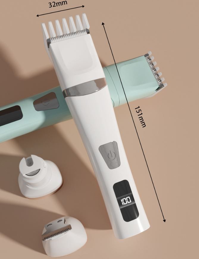 Green Professional 3-in-1 Pet Grooming Kit - Low-Noise Rechargeable Dog Hair Trimmer & Nail Grinder for Paws, Eyes, and Body - Image 8