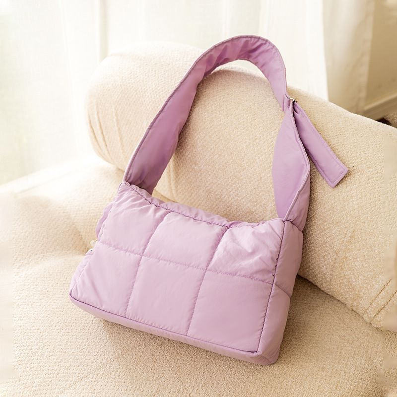 Purple Foldable Insulated Quilted Pet Shoulder Bag with Adjustable Peep Hole & Safety Buckle - Thickened Warm Travel Tote for Small Dogs & Cats Within 5.7KG - Image 1