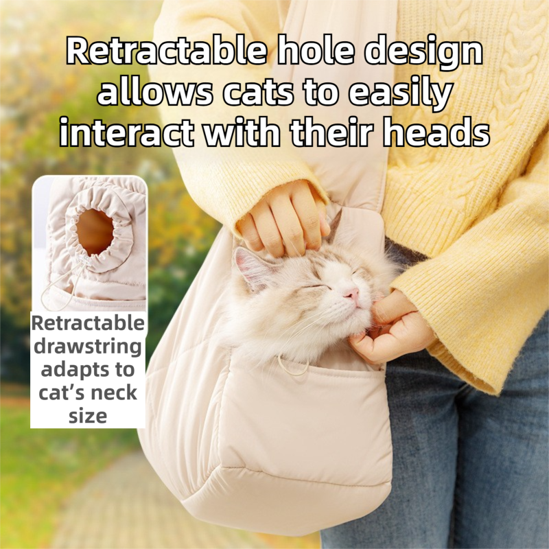 Purple Foldable Insulated Quilted Pet Shoulder Bag with Adjustable Peep Hole & Safety Buckle - Thickened Warm Travel Tote for Small Dogs & Cats Within 5.7KG - Image 2