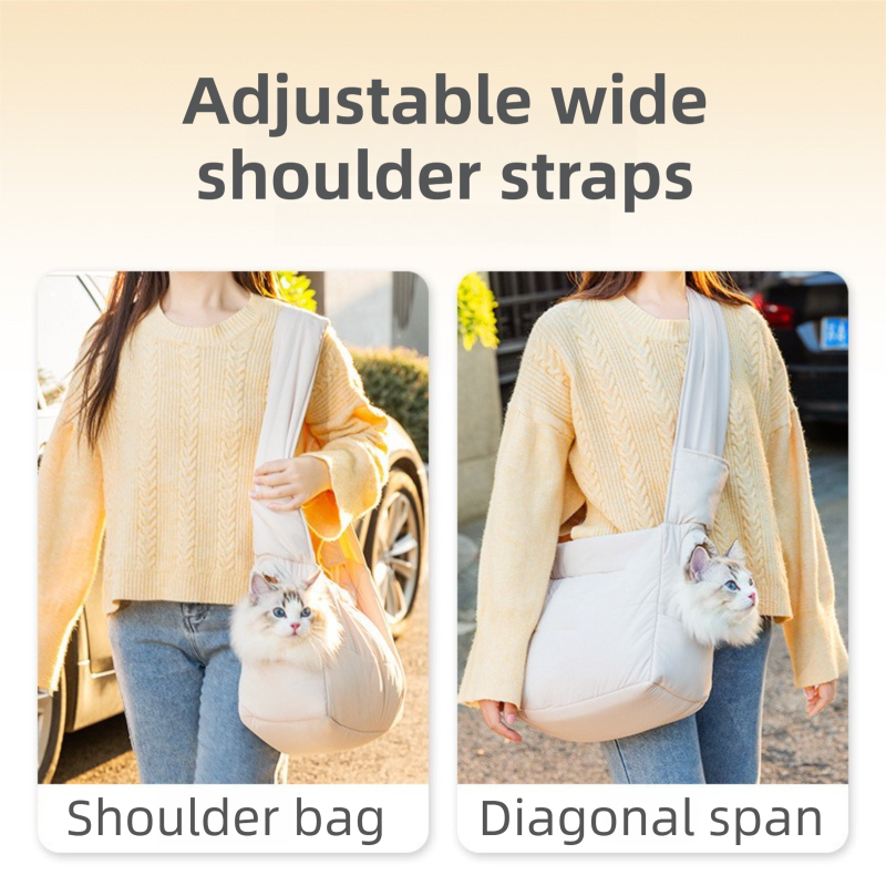 Purple Foldable Insulated Quilted Pet Shoulder Bag with Adjustable Peep Hole & Safety Buckle - Thickened Warm Travel Tote for Small Dogs & Cats Within 5.7KG - Image 4