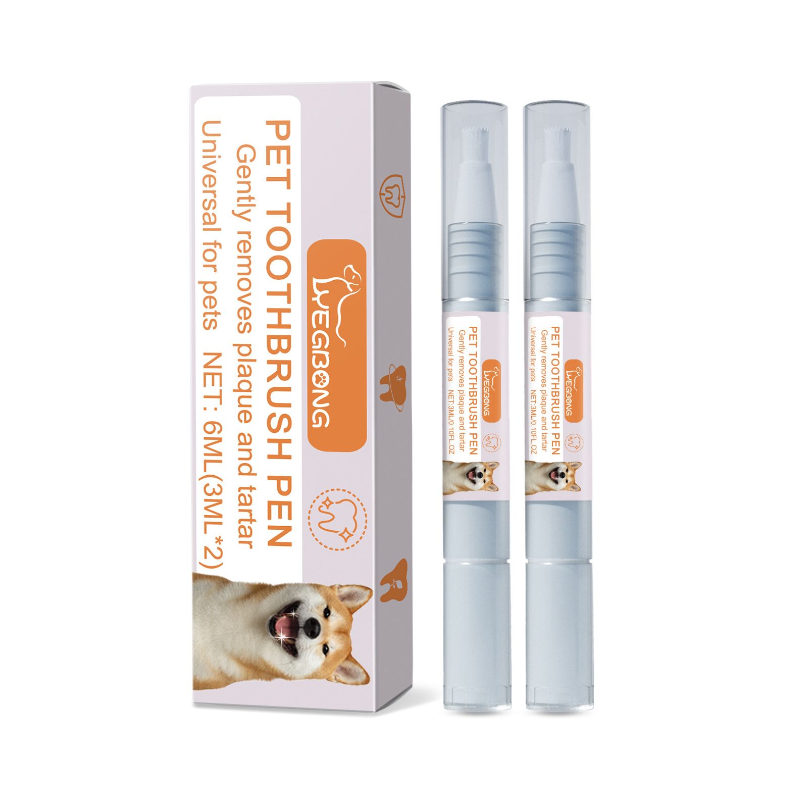 2-Pack Professional Pet Dental Cleaning Pens - Gentle Plaque & Tartar Remover and Breath Freshener for Dogs and Cats - Image 1