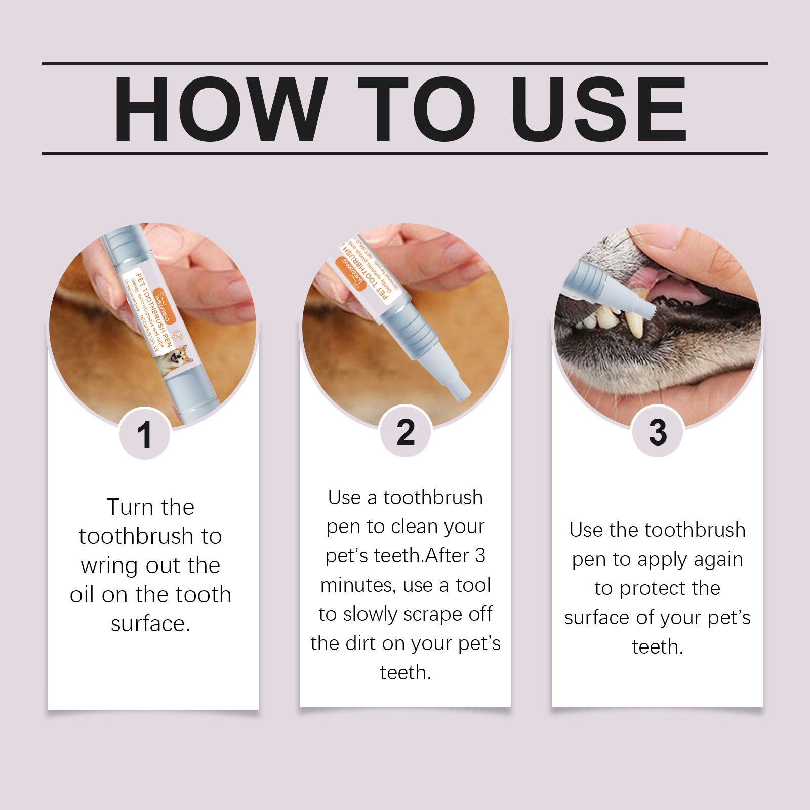 2-Pack Professional Pet Dental Cleaning Pens - Gentle Plaque & Tartar Remover and Breath Freshener for Dogs and Cats - Image 5