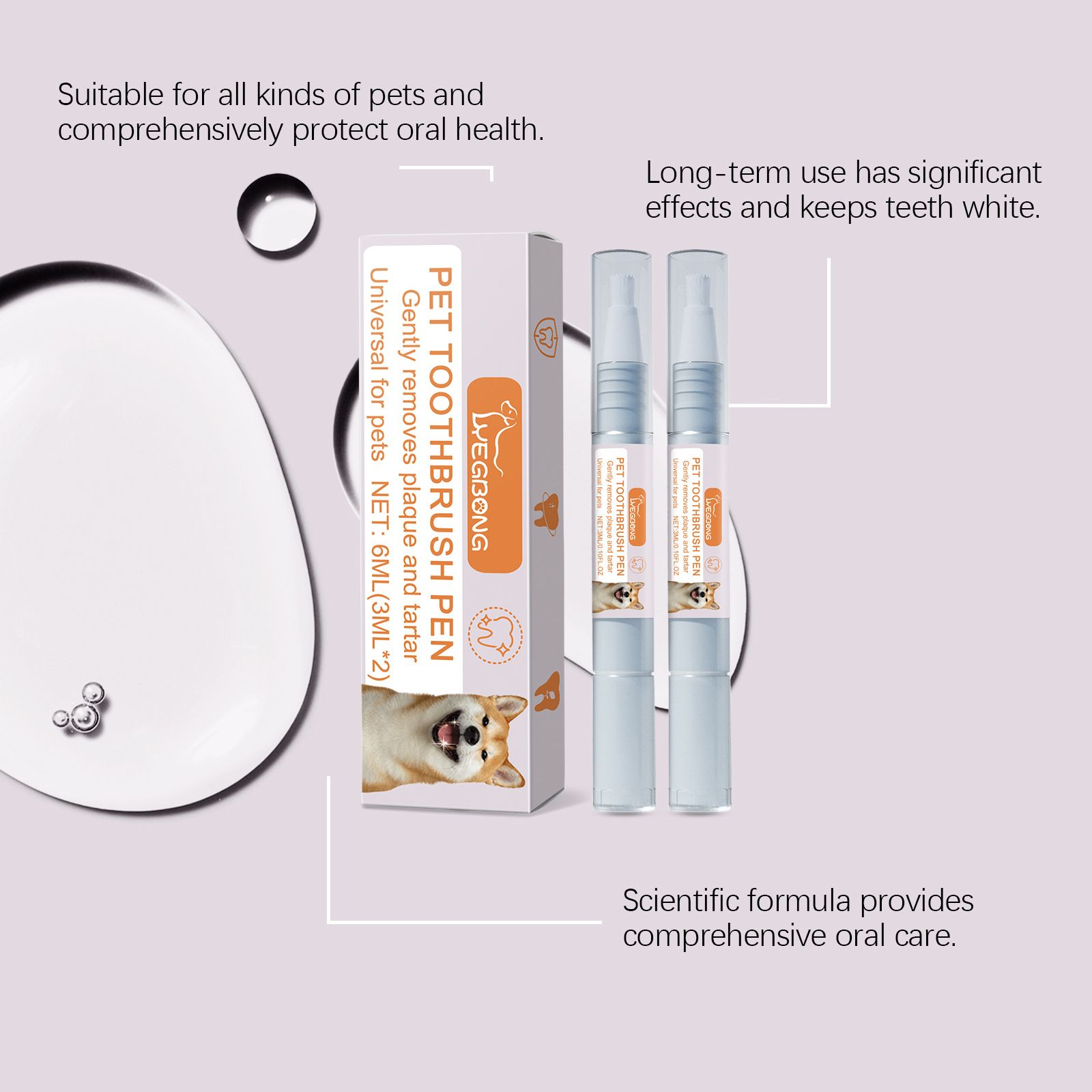 2-Pack Professional Pet Dental Cleaning Pens - Gentle Plaque & Tartar Remover and Breath Freshener for Dogs and Cats - Image 6