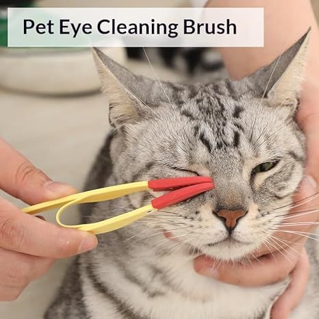 4-Pack Blue Pet Eye Cleaning Brushes with Precisice Tweezer - Silicone Soft-Tip Tear Stain & Eye Crust Cleaner, Safe for Dogs and Cats - Image 2