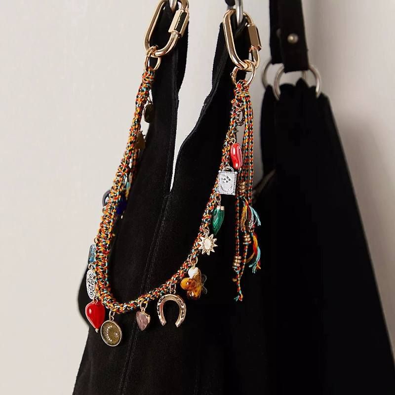 #4167 3-Layered Bohemian Vintage Ceramic Keychain Bag Charm - Handcrafted Lucky Ethnic Bag Styling Accessory & Mother's Day Gift - Image 2