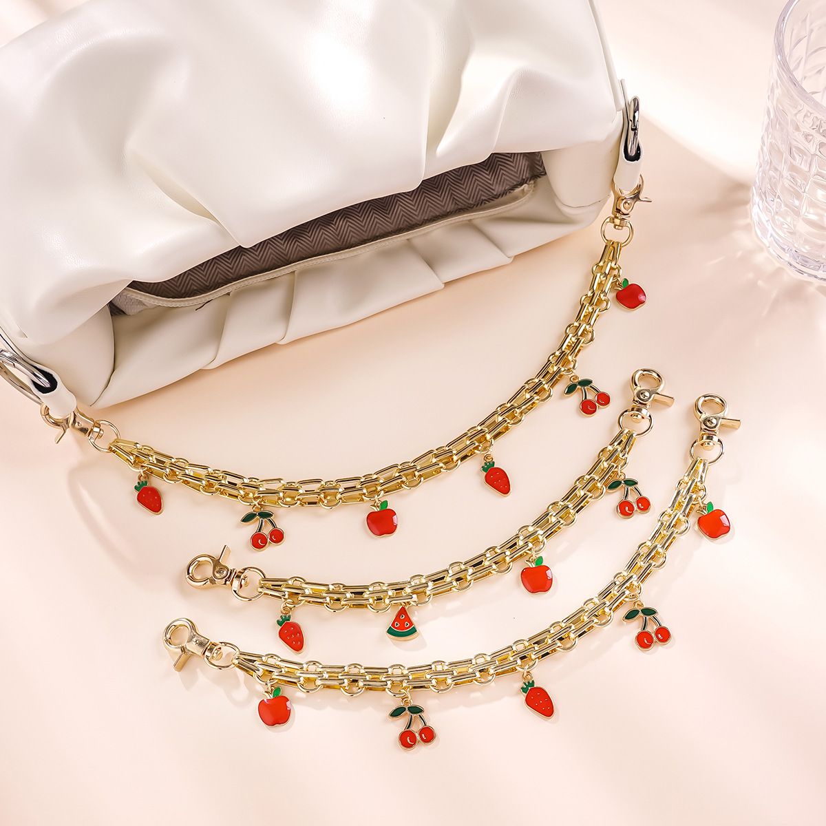 #3082 3-Layered Bohemian Vintage Ceramic Fruit Keychain Bag Charm - Handcrafted Lucky Ethnic Bag Styling Accessory & Mother's Day Gift - Image 1