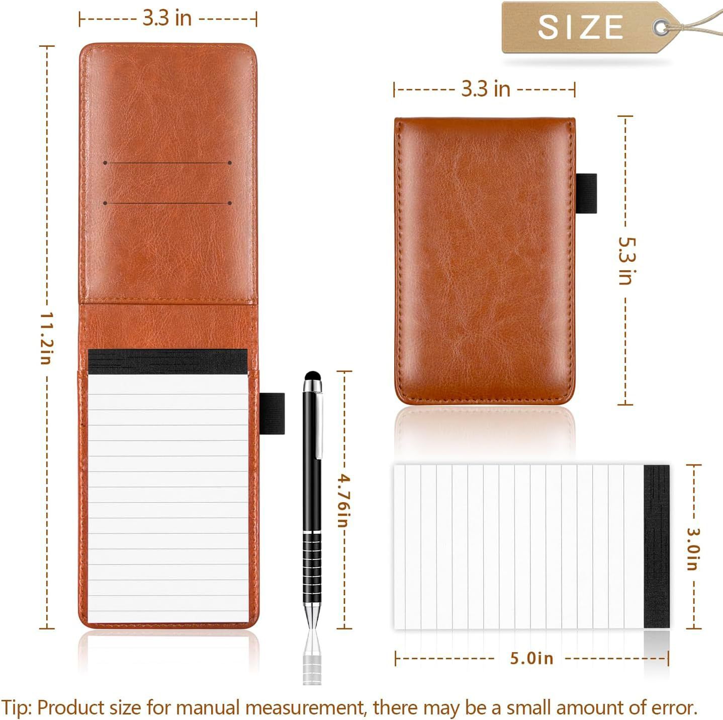 7-Piece Blue Business A7 Pocket Notebook Set - Premium PU Leather Memo Pad, 5 Memo Replacement Refills & 2-in-1 Metal Stylus Pen - Image 2
