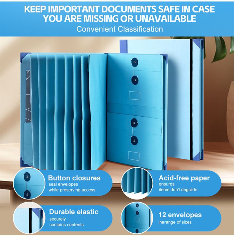 In Case I Go Missing Blue High-Capacity Emergency Information Binder - Heavy Duty Expanding File Organizer and Document Safety Folder - Image 3