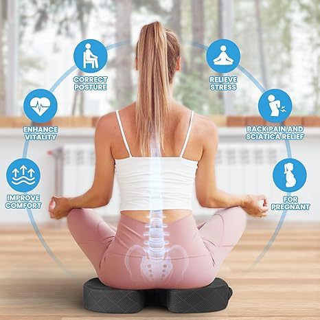Grey Ergonomic Memory Foam U-Shaped Seat Cushion - Breathable Orthopedic Pressure Relief Pillow with ZIpper Cover & Handle (45 x 36 CM) - Image 3