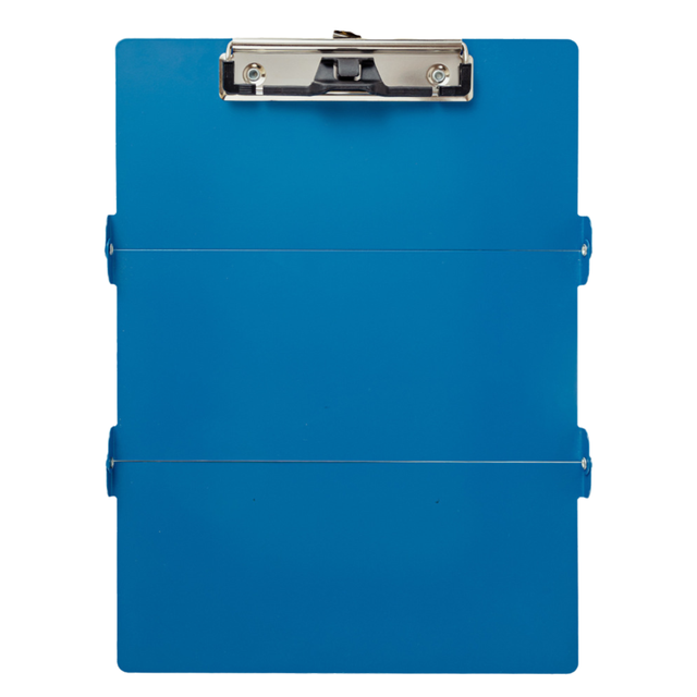 Blue Waterproof Aluminum Tri-Fold Nursing Clipboard with Pen Slot - Lightweight Pocket-Sized A4 Document Holder & 180° Flat Writing Pad - Image 1