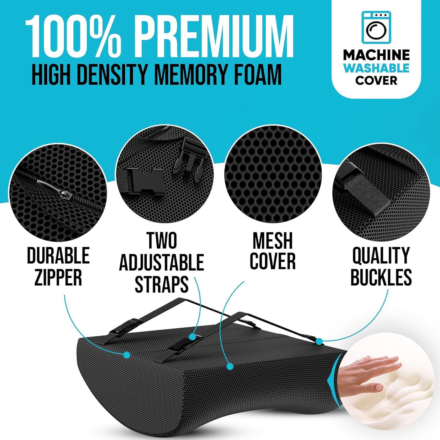 Ergonomic Memory Foam Seat Cushion & Lumbar Support Set - Breathable Mesh Orthopedic Relief Combo for Office & Car - Image 3