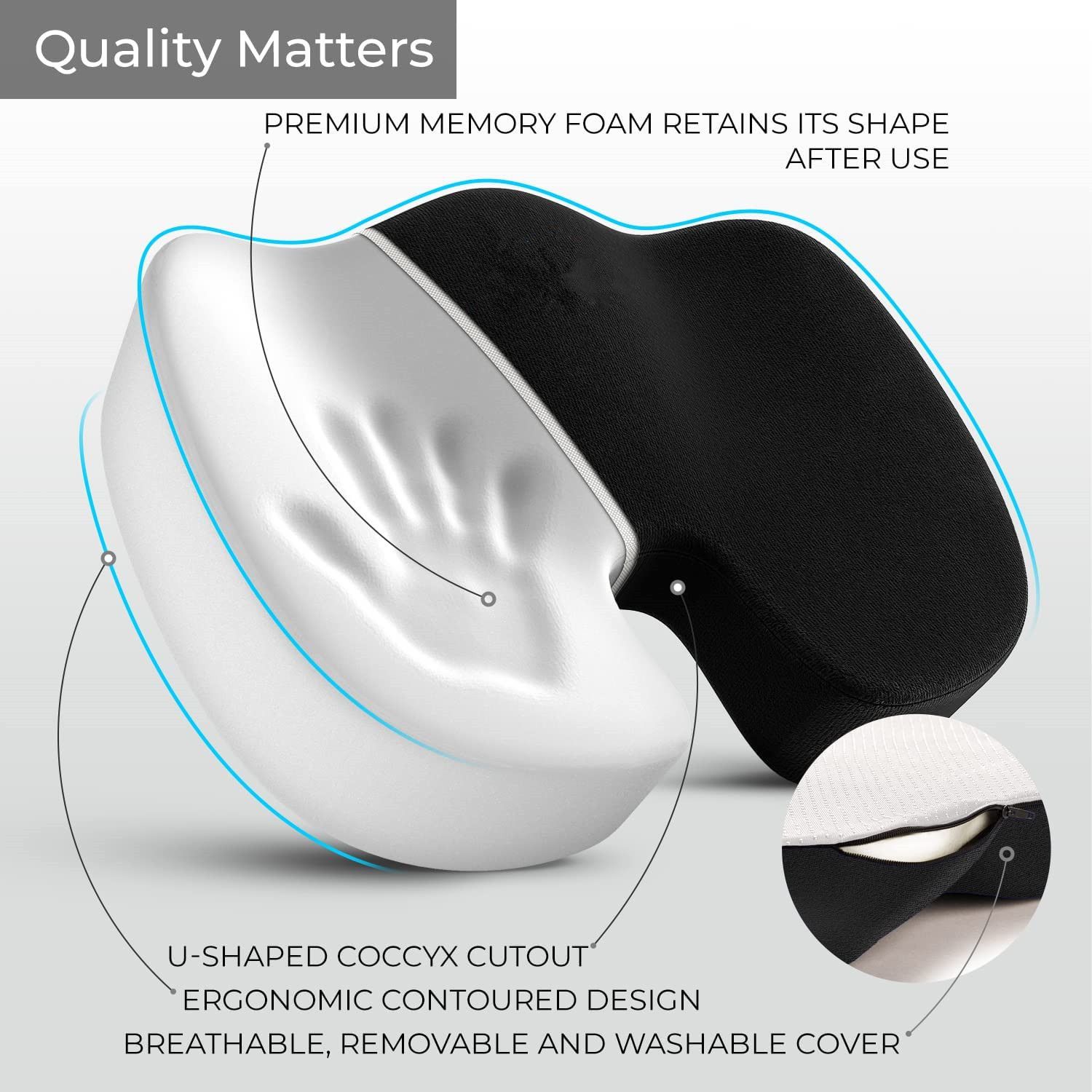 Ergonomic Memory Foam Seat Cushion & Lumbar Support Set - Breathable Mesh Orthopedic Relief Combo for Office & Car - Image 4