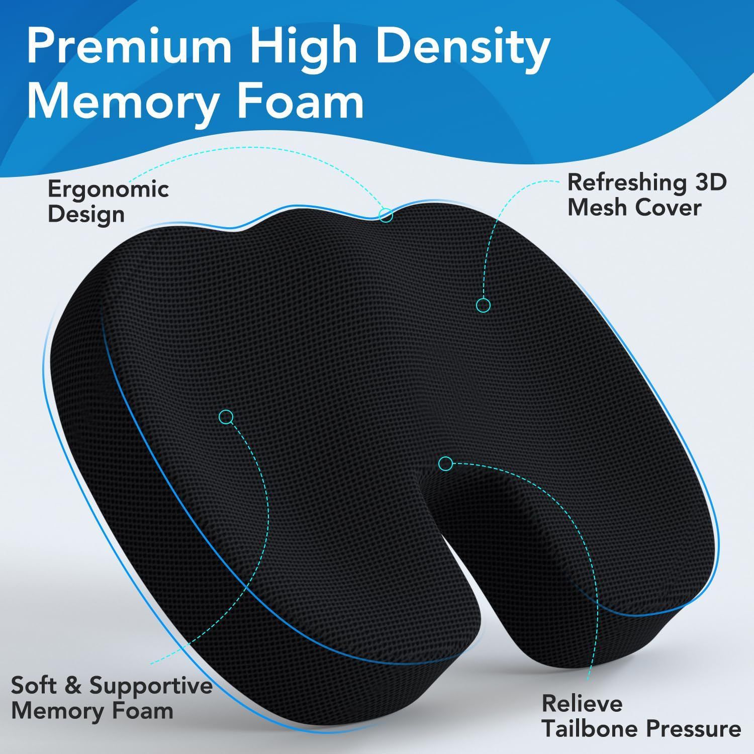 Ergonomic Memory Foam Seat Cushion & Lumbar Support Set - Soft Crystal Velvet Orthopedic Relief Combo for Office & Car - Image 2