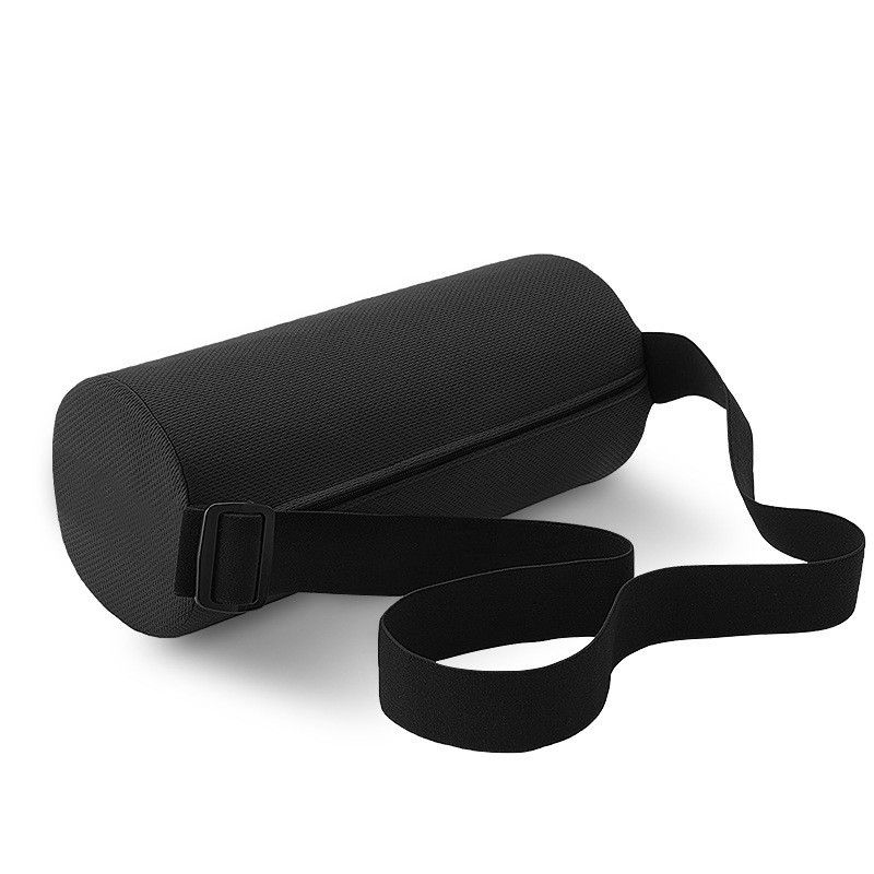Black Portable McKenzie Method Ergonomic Lumbar Support Roll - Adjustable Memory Foam Cylinder Pillow with Breathable Cover - Image 1