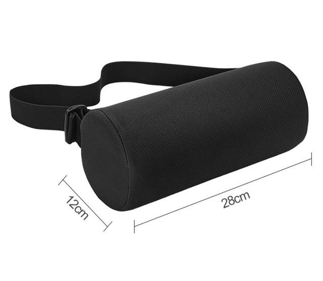 Black Portable McKenzie Method Ergonomic Lumbar Support Roll - Adjustable Memory Foam Cylinder Pillow with Breathable Cover - Image 2