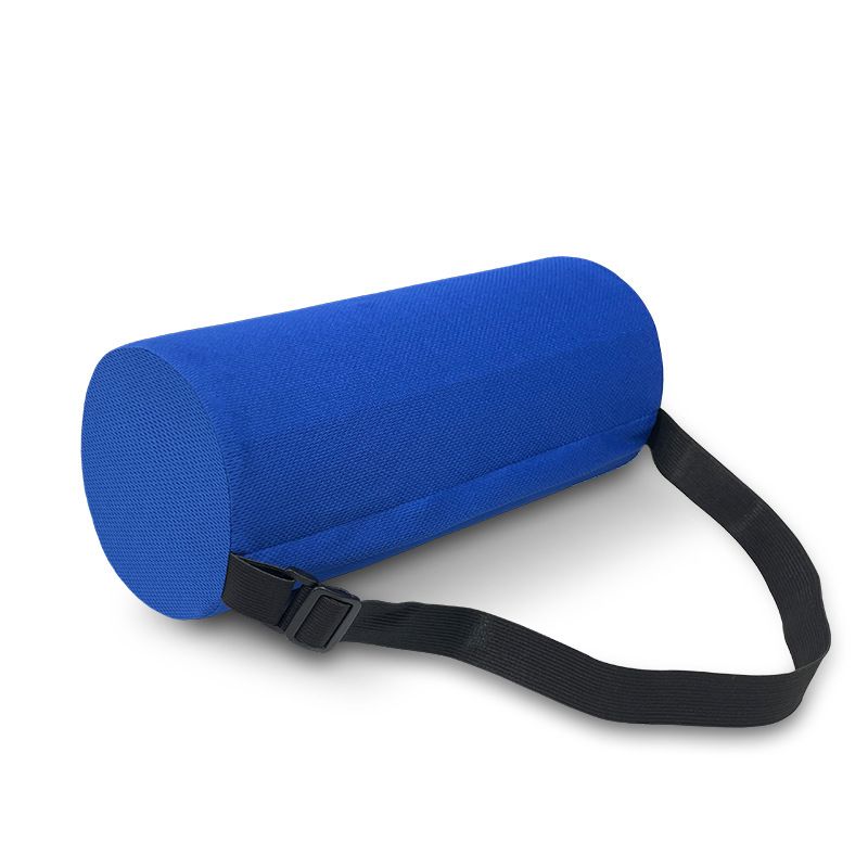 Blue Portable McKenzie Method Ergonomic Lumbar Support Roll - Adjustable Memory Foam Cylinder Pillow with Breathable Cover - Image 1