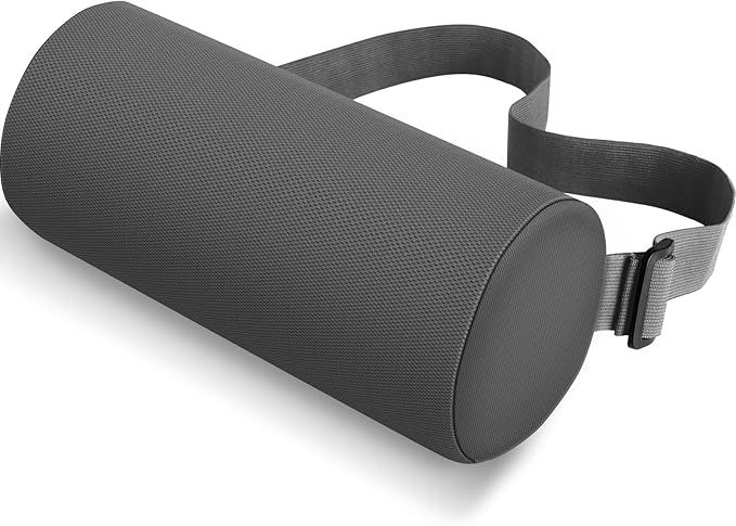 Grey Portable McKenzie Method Ergonomic Lumbar Support Roll - Adjustable Memory Foam Cylinder Pillow with Breathable Cover - Image 1
