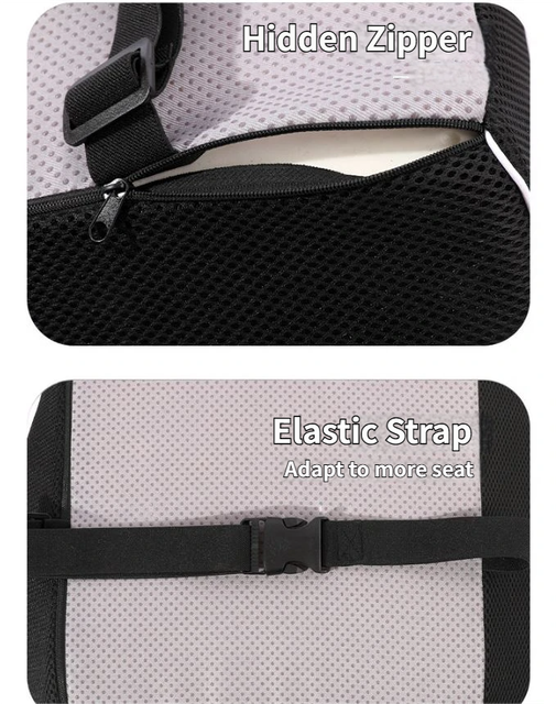 Black Large Ergonomic Memory Foam Lumbar Support Pillow & S Curve High-Back Cusion with Buckle Strap & Breathable Mesh Cover - Image 5