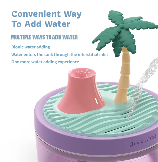 Cactus Green USB Portable Bionic Landscape Humidifier and Creative Potted Plant Air Diffuser - 7-Color Night Light & 2-Mode Mist Timer - Image 4