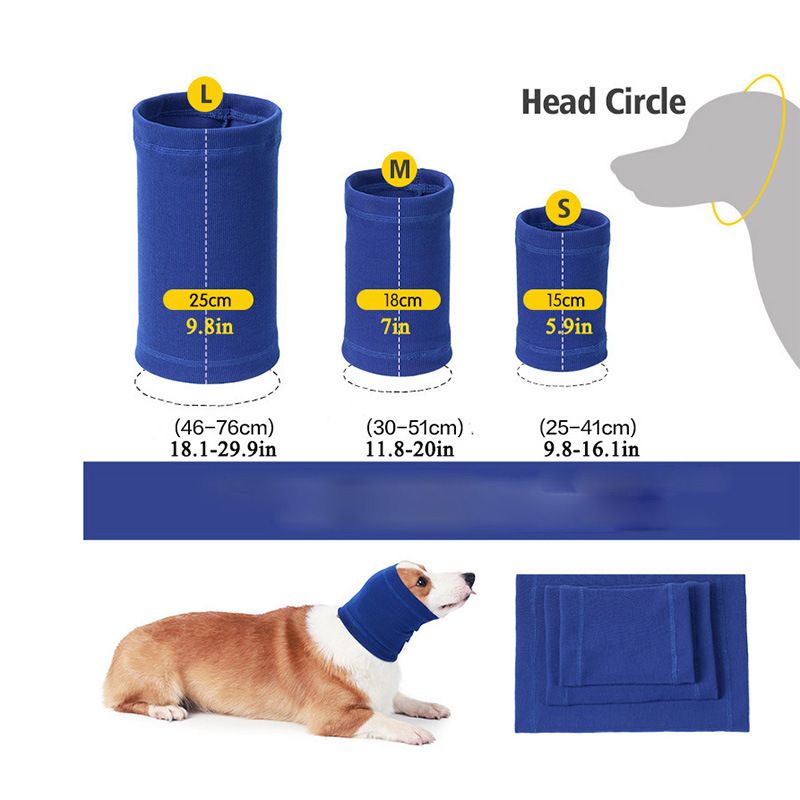 3-Pack Blue Instant Calming Dog Warm Hoods and Ear Covers (S Size) - Anxiety Relief Noise Reduction & Grooming Support, Breathable Full-Head Protection - Image 2