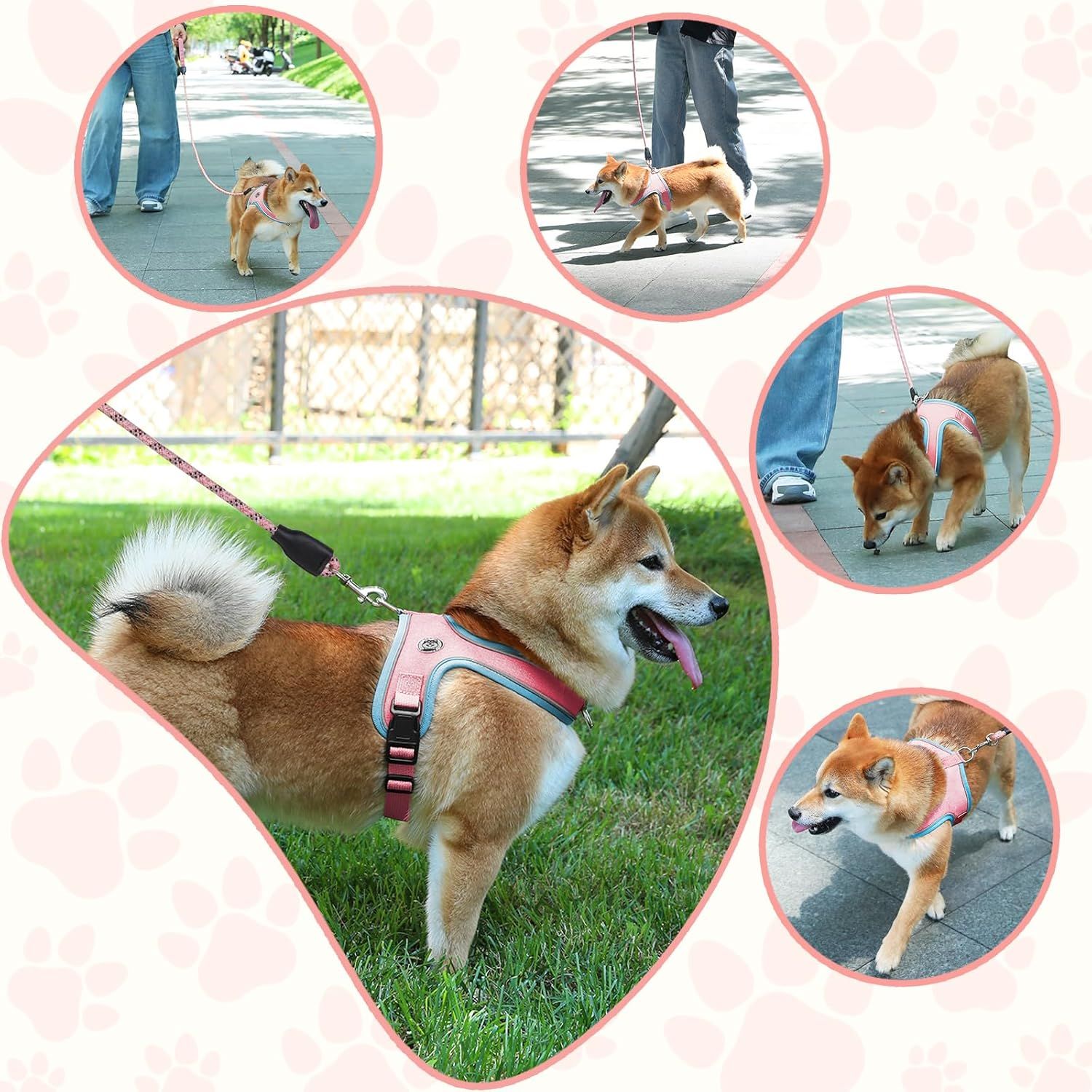 S Size Orange Waterproof Reflective Saddle-Style Dog Harness & 1.5M Leash Set - Breathable Anti-Choke Escape-Proof Step-In Walking Gear - Image 7