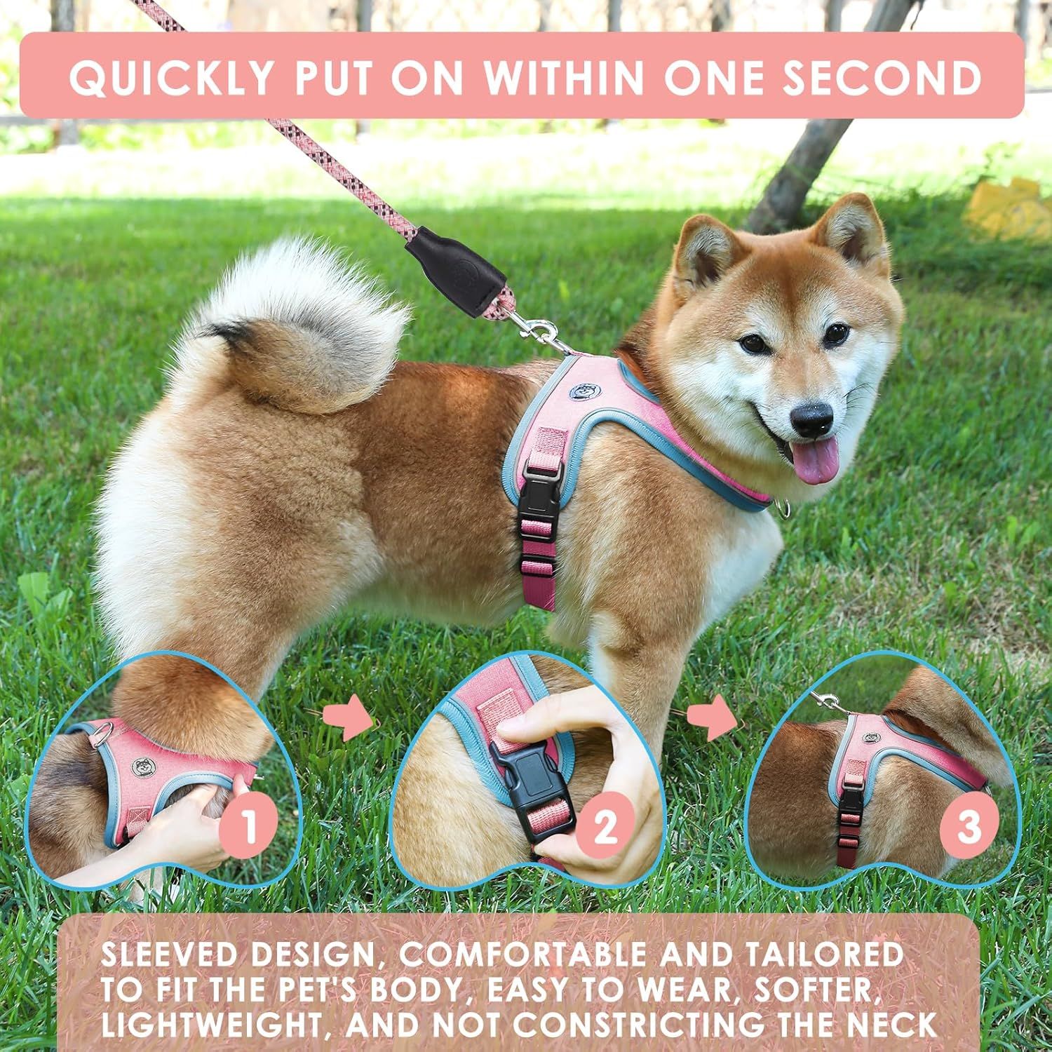 M Size Orange Waterproof Reflective Saddle-Style Dog Harness & 1.5M Leash Set - Breathable Anti-Choke Escape-Proof Step-In Walking Gear - Image 5