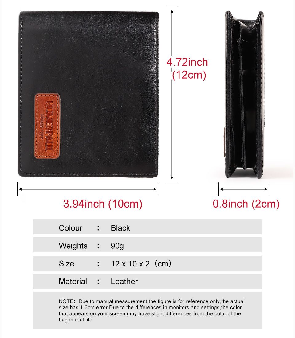 Black Handcrafted Genuine First-Layer Cowhide Wallet & Card Case for Men - Multi-Slot Ultra-Slim Bifold, Integrated AirTag Holder & RFID Blocking - Image 4