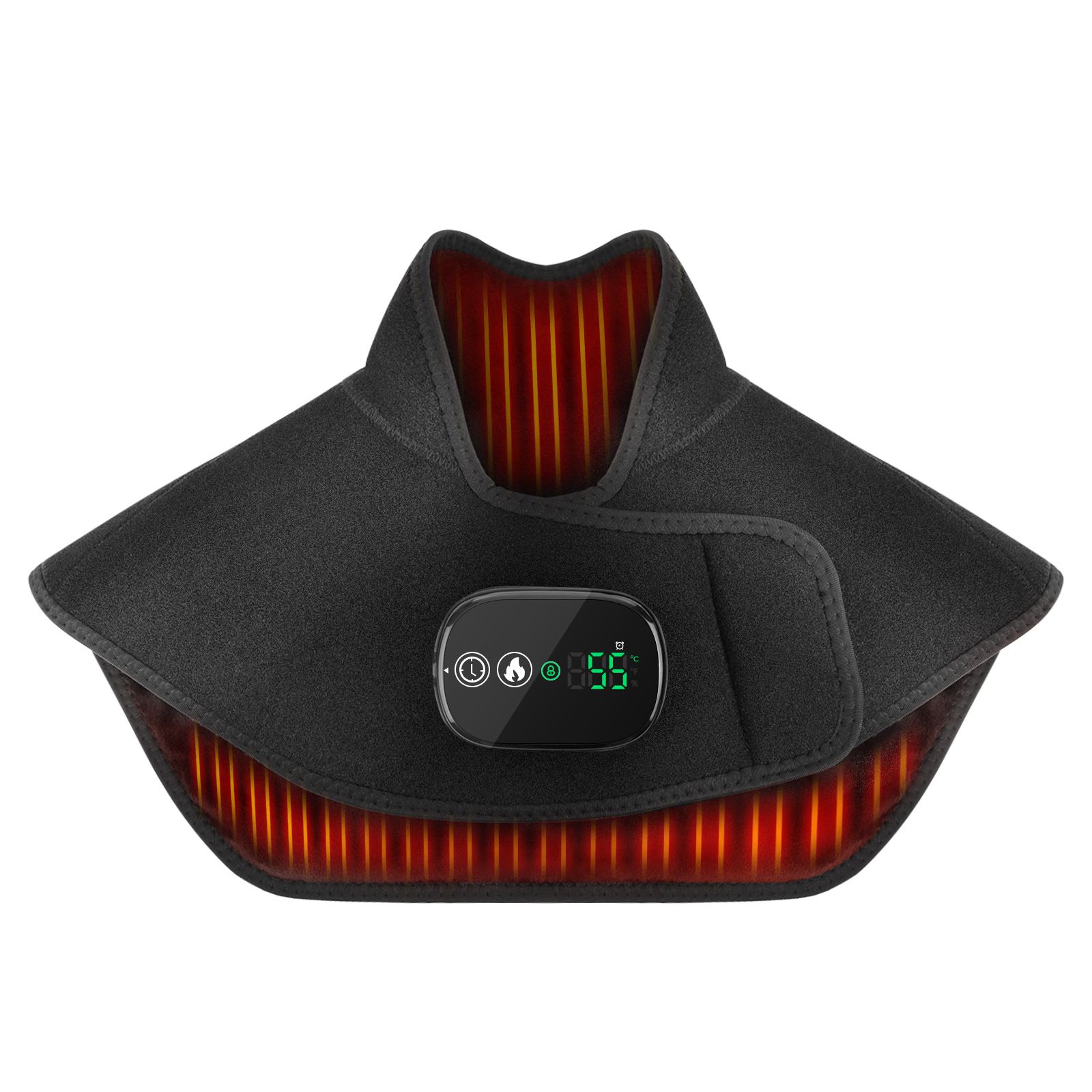 Black Wireless Large Coverage Heated Shoulder & Neck Wrap - TypeC Rechargeable Thermal Therapy Shawl with 4 Temp Levels & 5 Timers - Image 1