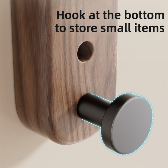 23CM Moisture Aluminum Folding Towel Rack Integrated Bottom Hook - 90° Folding White Beechwood Grain Wall-Mounted Drying Rod and Organize - Image 2