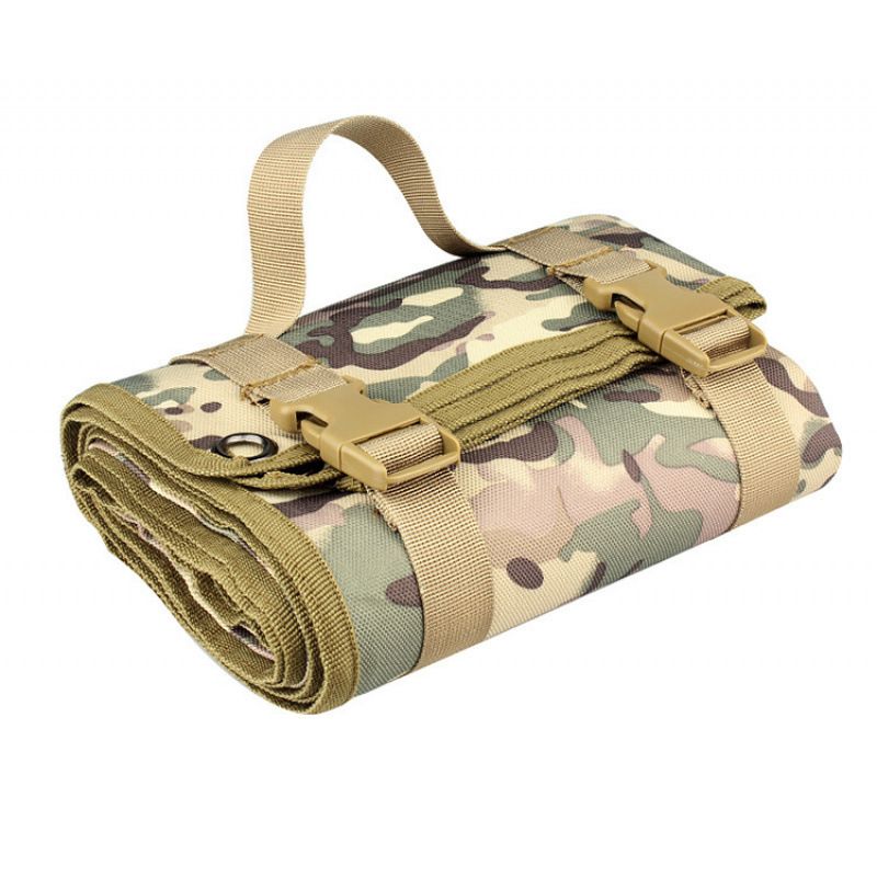 200x75CM Camouflage Outdoor Tactical Roll-Up Shooting Mat - MOLLE Webbing & Stake Down Eyelets - Portable Waterproof Ground Pad for Field Training, Camping & Picnic - Image 1