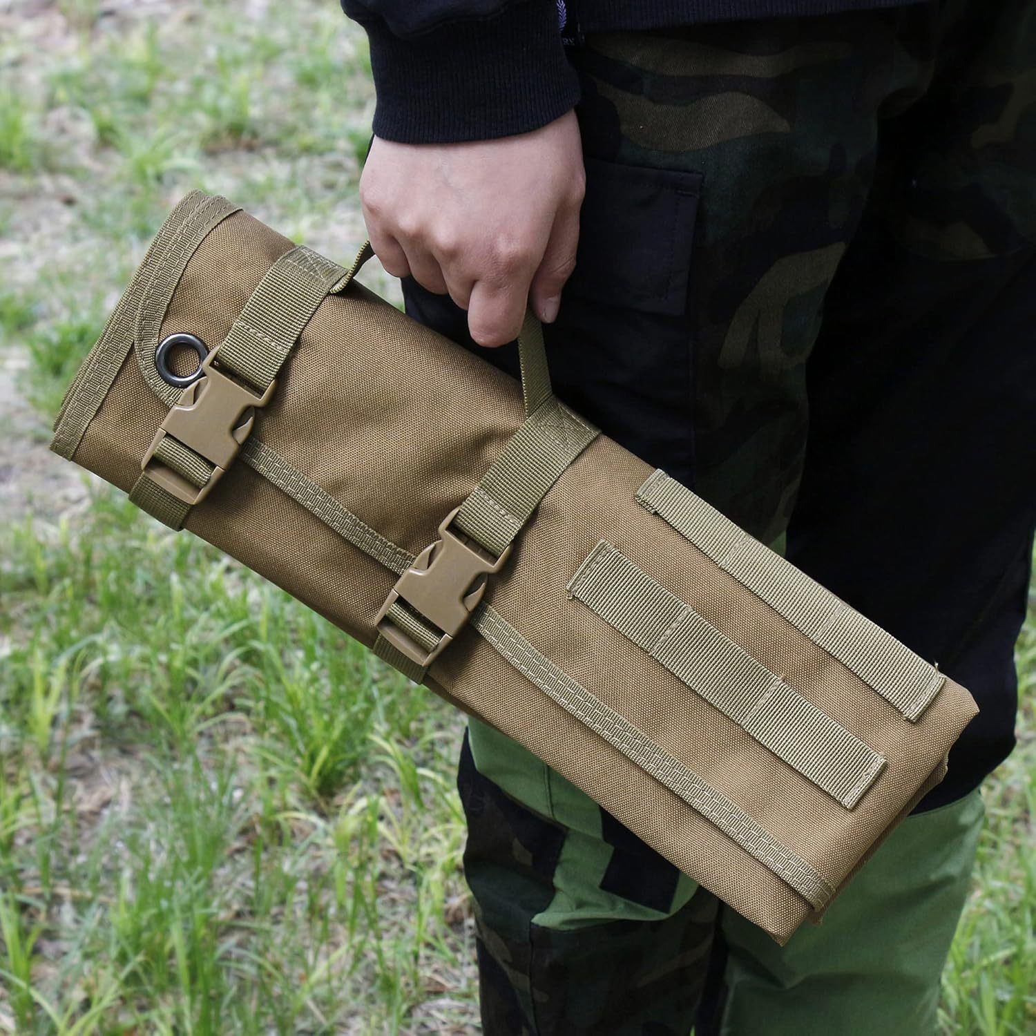 200x75CM Camouflage Outdoor Tactical Roll-Up Shooting Mat - MOLLE Webbing & Stake Down Eyelets - Portable Waterproof Ground Pad for Field Training, Camping & Picnic - Image 6
