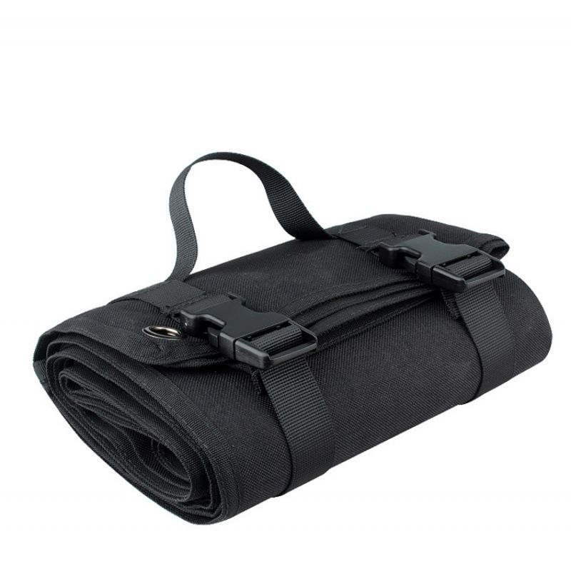 200x75CM Black Outdoor Tactical Roll-Up Shooting Mat - MOLLE Webbing & Stake Down Eyelets - Portable Waterproof Ground Pad for Field Training, Camping & Picnic - Image 1