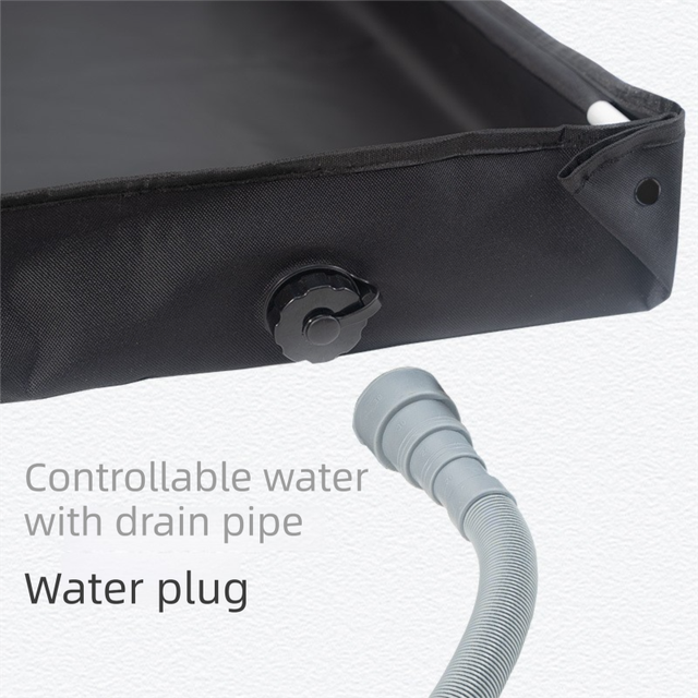 80x80x10CM Black Portable Outdoor Shower Tray & Versatile Collapsible Water Basin - Reinforced Support and Drainage System- Leak-proof Oxford Large Base for Camping, Beach & Garden - Image 4