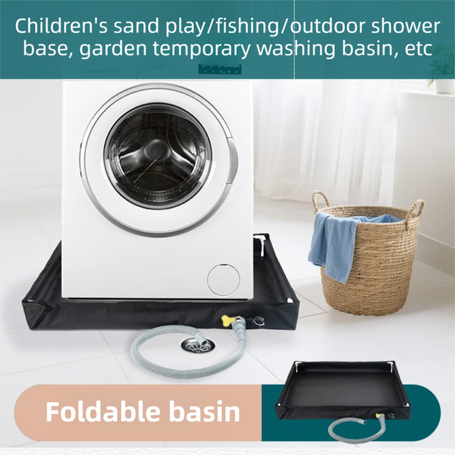 80x80x10CM Beige Portable Outdoor Shower Tray & Versatile Collapsible Water Basin - Reinforced Support and Drainage System- Leak-proof Oxford Large Base for Camping, Beach & Garden - Image 2