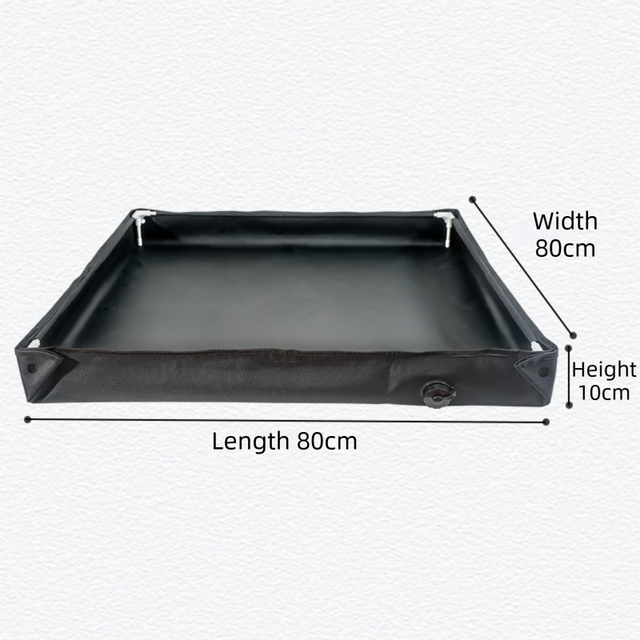 80x80x10CM Beige Portable Outdoor Shower Tray & Versatile Collapsible Water Basin - Reinforced Support and Drainage System- Leak-proof Oxford Large Base for Camping, Beach & Garden - Image 5