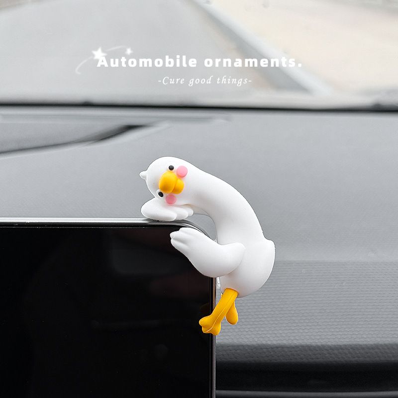 4-Piece Adorable Pomelo Duckies Resin Figurine with Adhesive Backing - Creative Desktop & Car Ornaments for Computer Monitors & Home Decor - Image 3