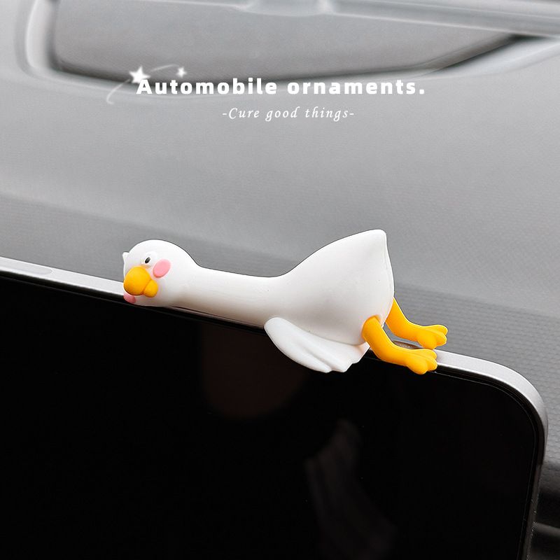 4-Piece Adorable Pomelo Duckies Resin Figurine with Adhesive Backing - Creative Desktop & Car Ornaments for Computer Monitors & Home Decor - Image 4