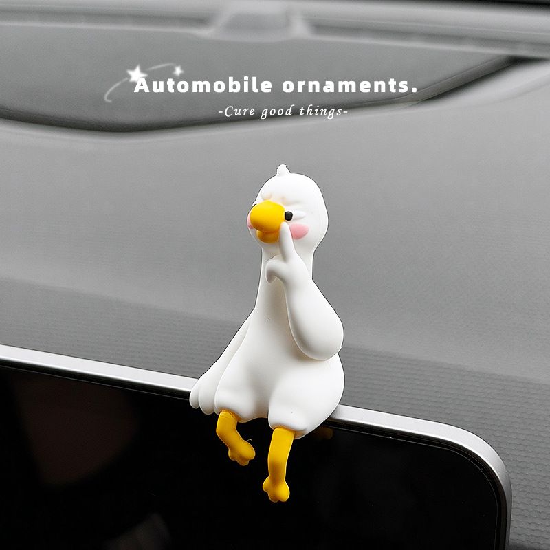 4-Piece Adorable Pomelo Duckies Resin Figurine with Adhesive Backing - Creative Desktop & Car Ornaments for Computer Monitors & Home Decor - Image 5