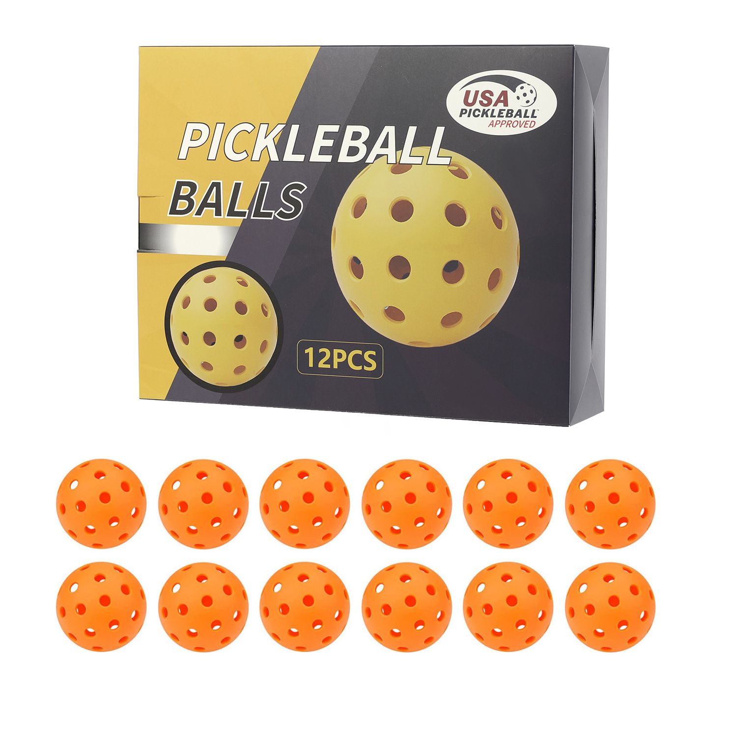 12-Pack Orange Professional Outdoor Pickleballs in Deluxe Gift Box - Seamless Crack-Resistant 40-Hole Training Balls Set - Image 1