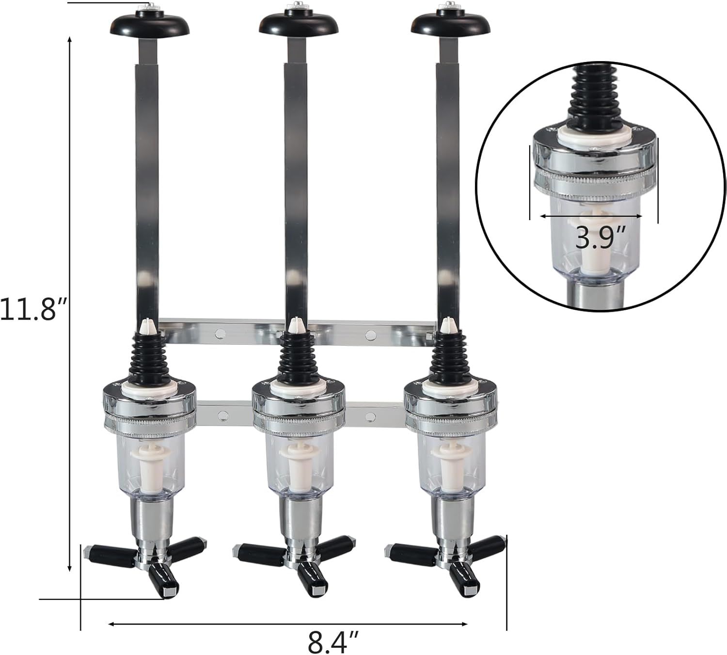 Professional Wall-Mounted Alcohol Tot Dispenser (4 Head) - Heavy Duty Adjustable Metal Wine Rack Decor with Spring-Loaded Bottle Holder - Image 7