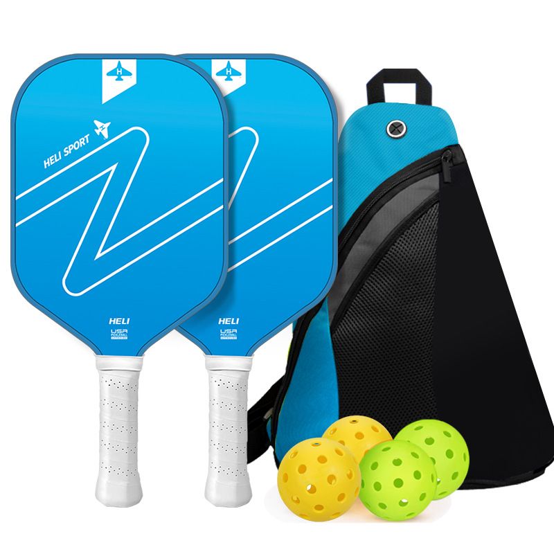Gradient Blue Fiberglass Pickleball Paddle Set - USAPA High-Rebound Dual Rackets (TPU Edge), 4 Outdoor Balls & Triangle Carry Case for Outdoor Play - Image 1