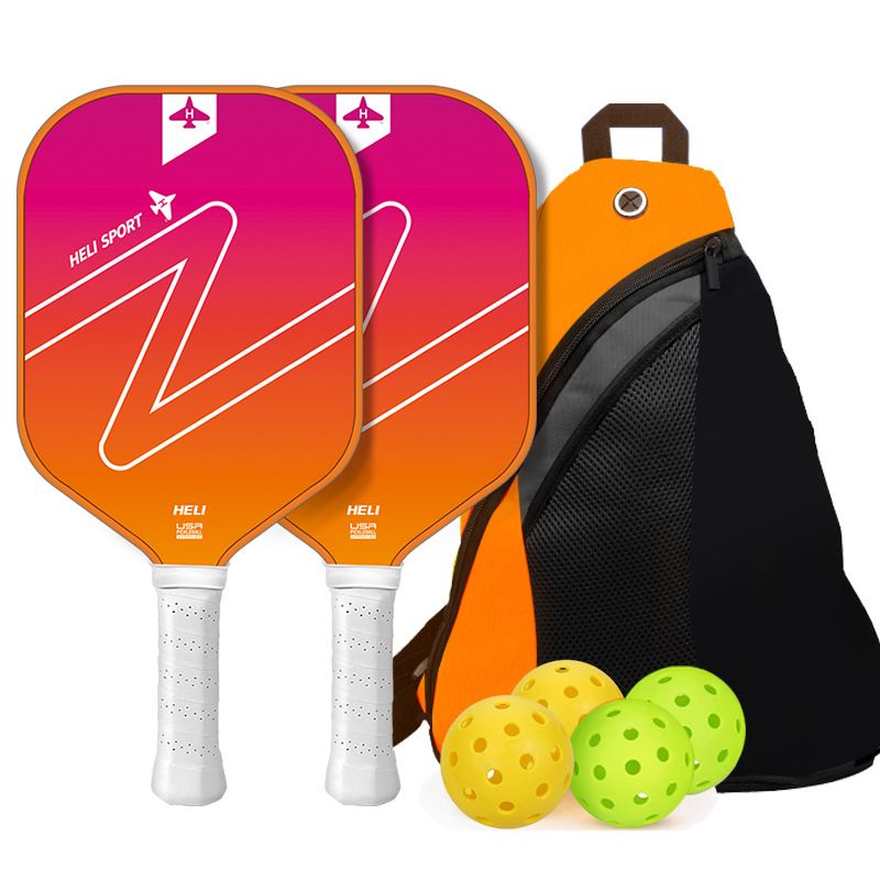 Gradient Orange Fiberglass Pickleball Paddle Set - USAPA High-Rebound Dual Rackets (TPU Edge), 4 Outdoor Balls & Triangle Carry Case for Outdoor Play - Image 1